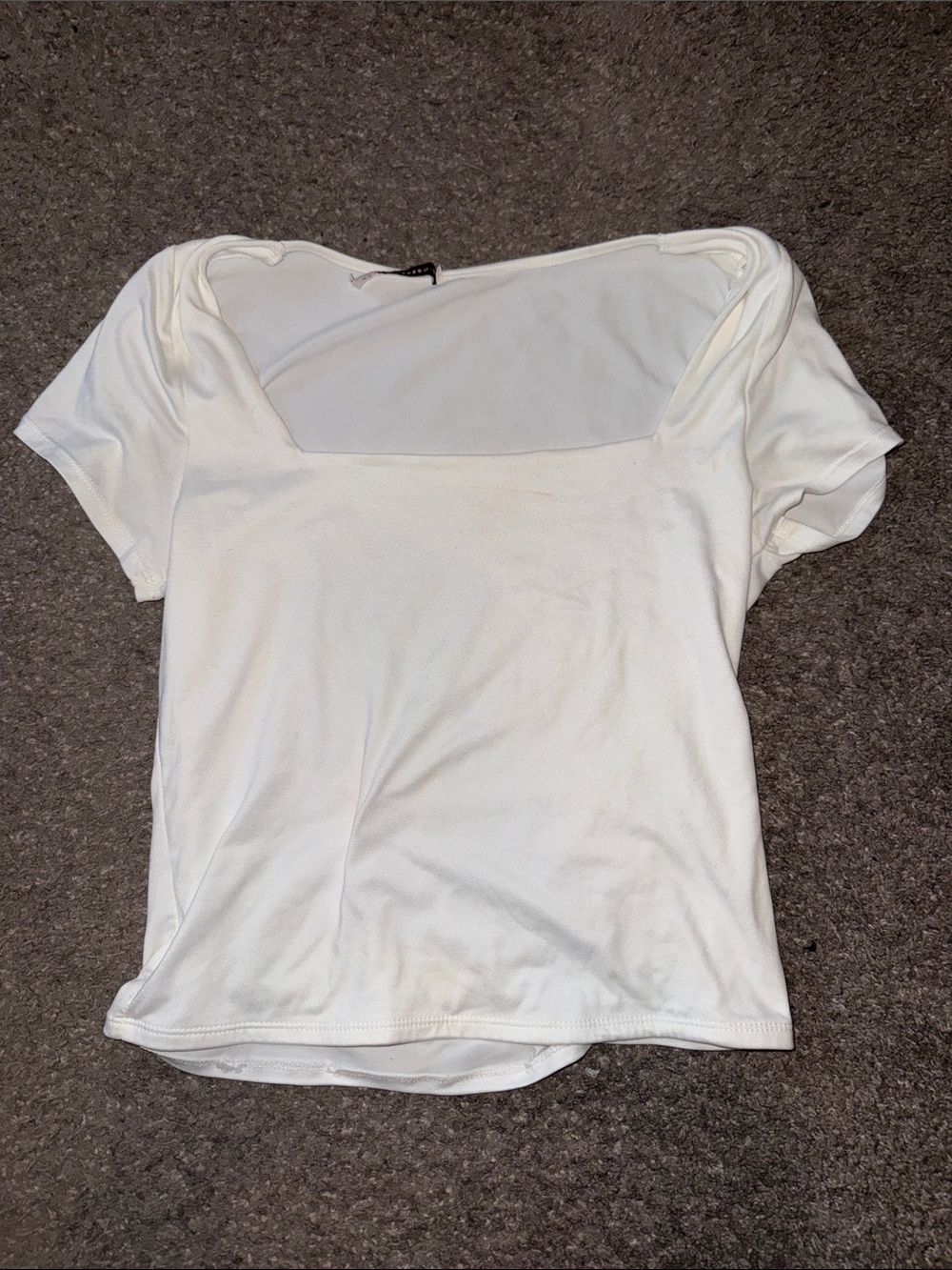 Women's White Square Neck Short Sleeve Top